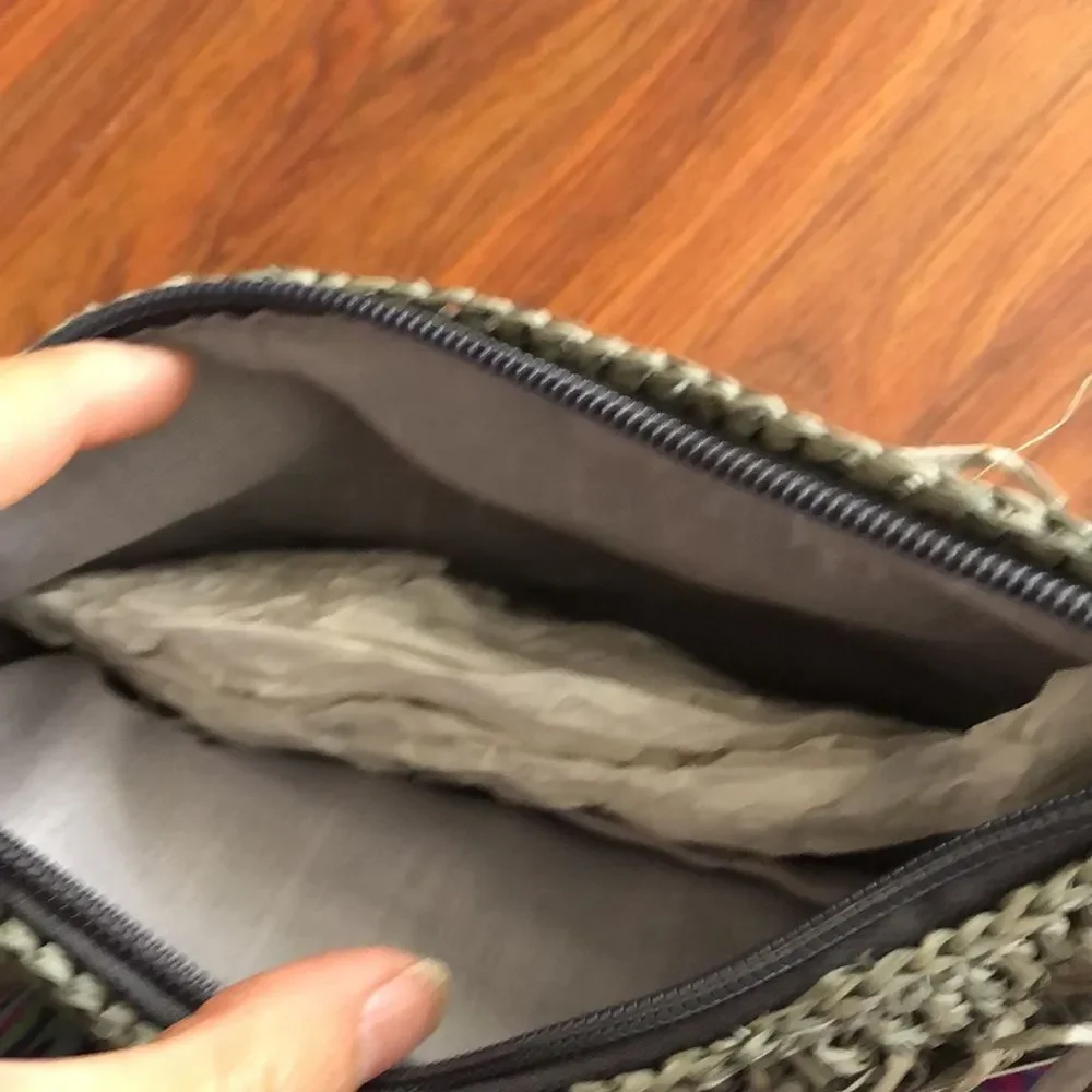 NWT She Bobo Madagascar raffia clutch.